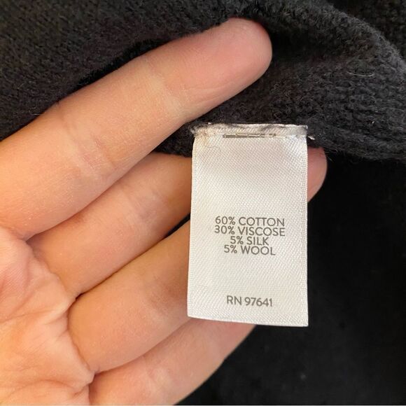 J. Jill black crew neck side slit button sleeve tunic sweater silk wool blend L - Picture 6 of 9